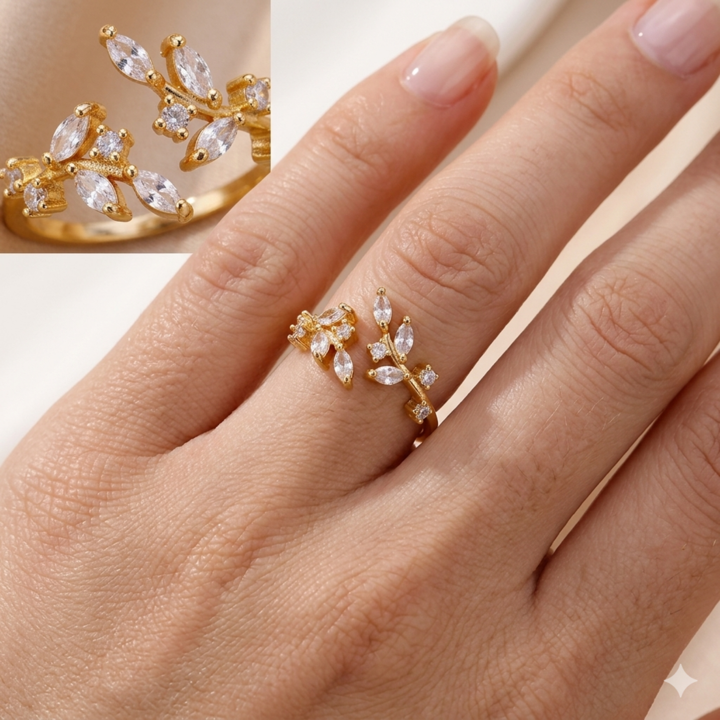 Elara zircon leaf Ring – Zariva