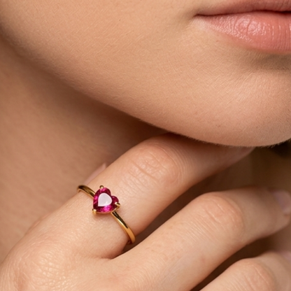 Amora Pink Heart Solitaire Ring– Zariva