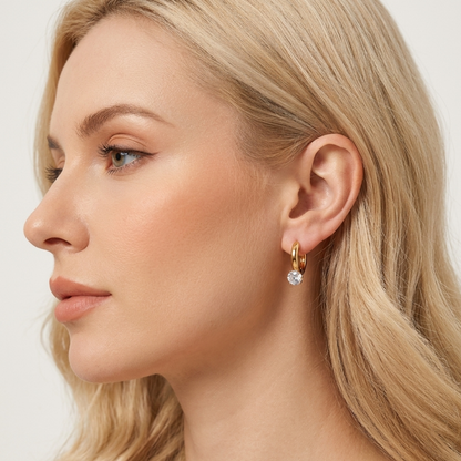 Aurelia solitaire CZ Gold Hoops Earrings – Zariva