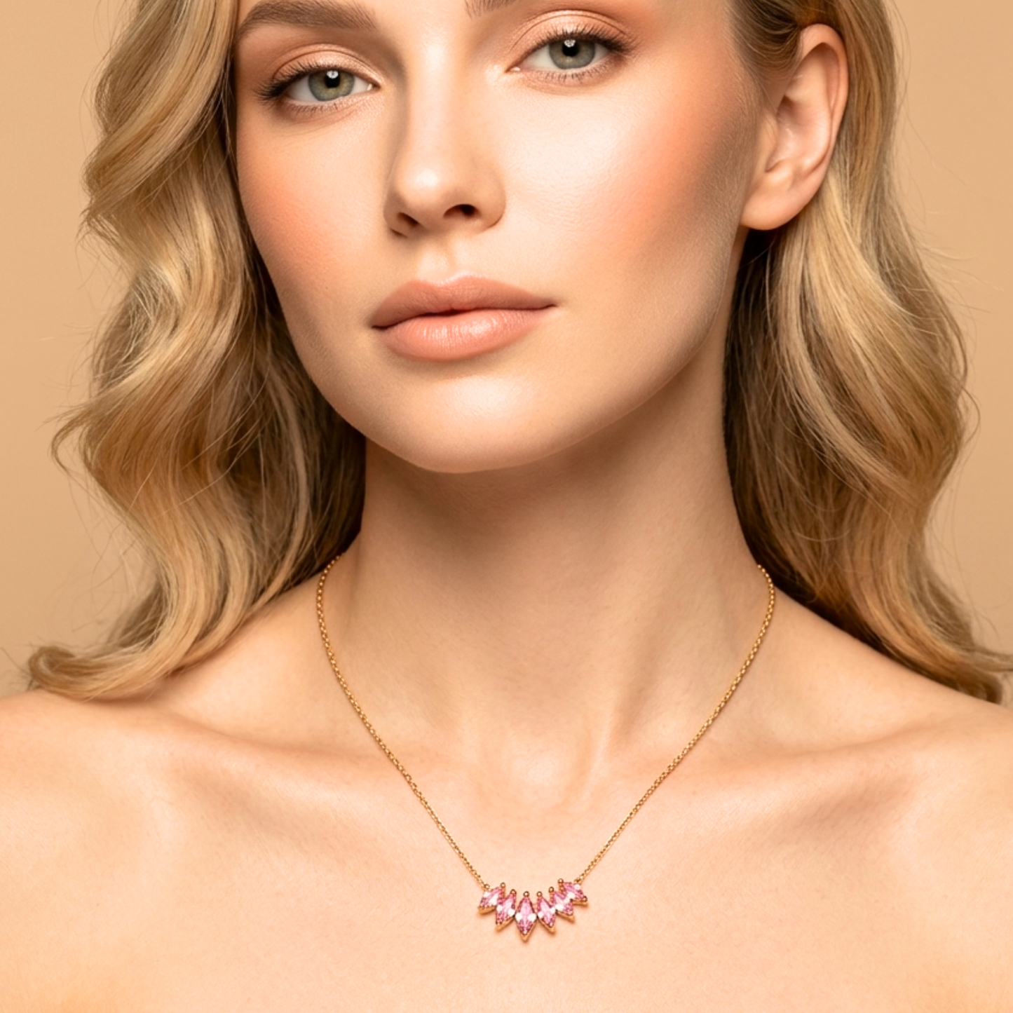 Marquise CZ Pink Necklace – Zariva