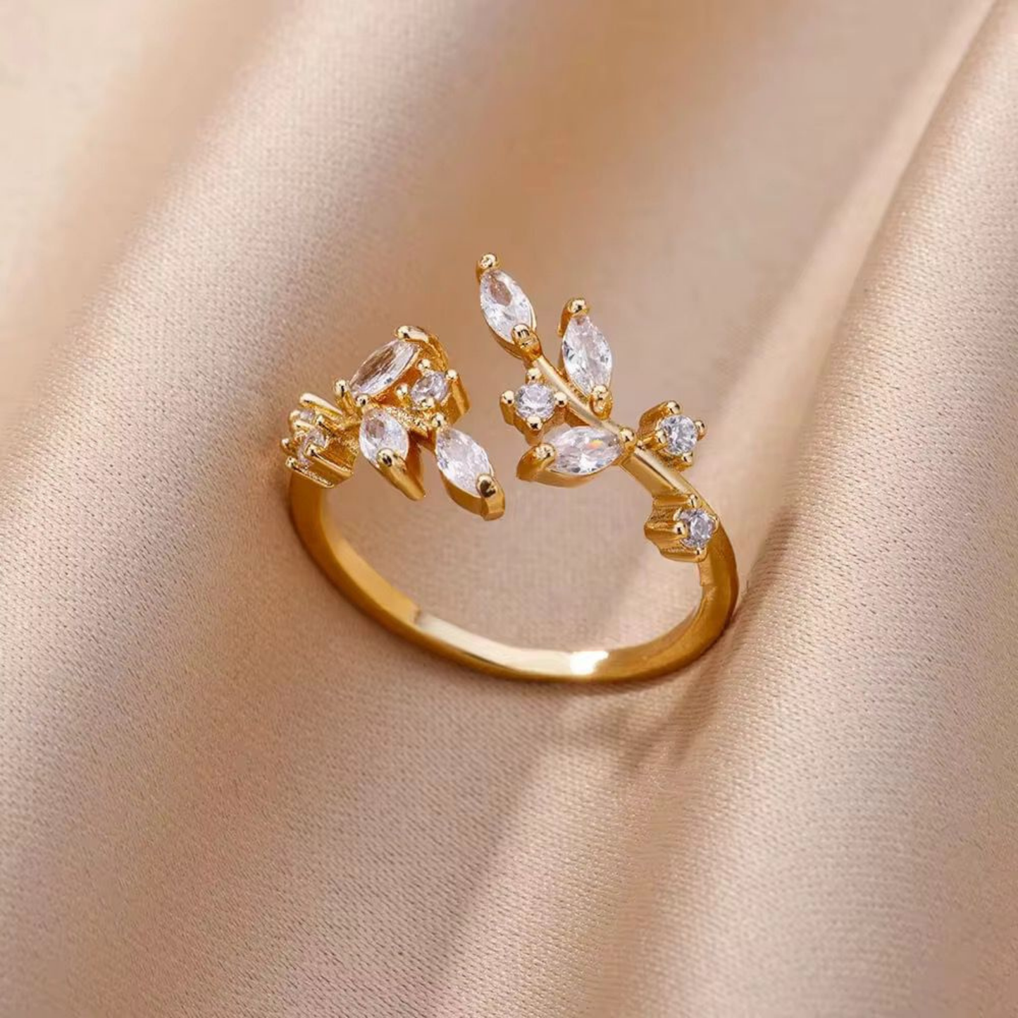 Elara zircon leaf Ring – Zariva
