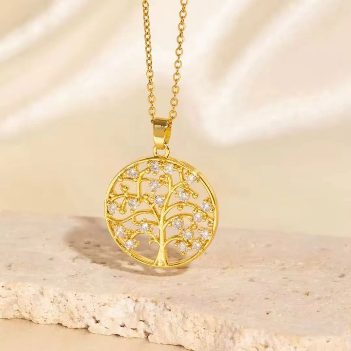 Aurelia Zircon Tree Gold Necklace – Zariva