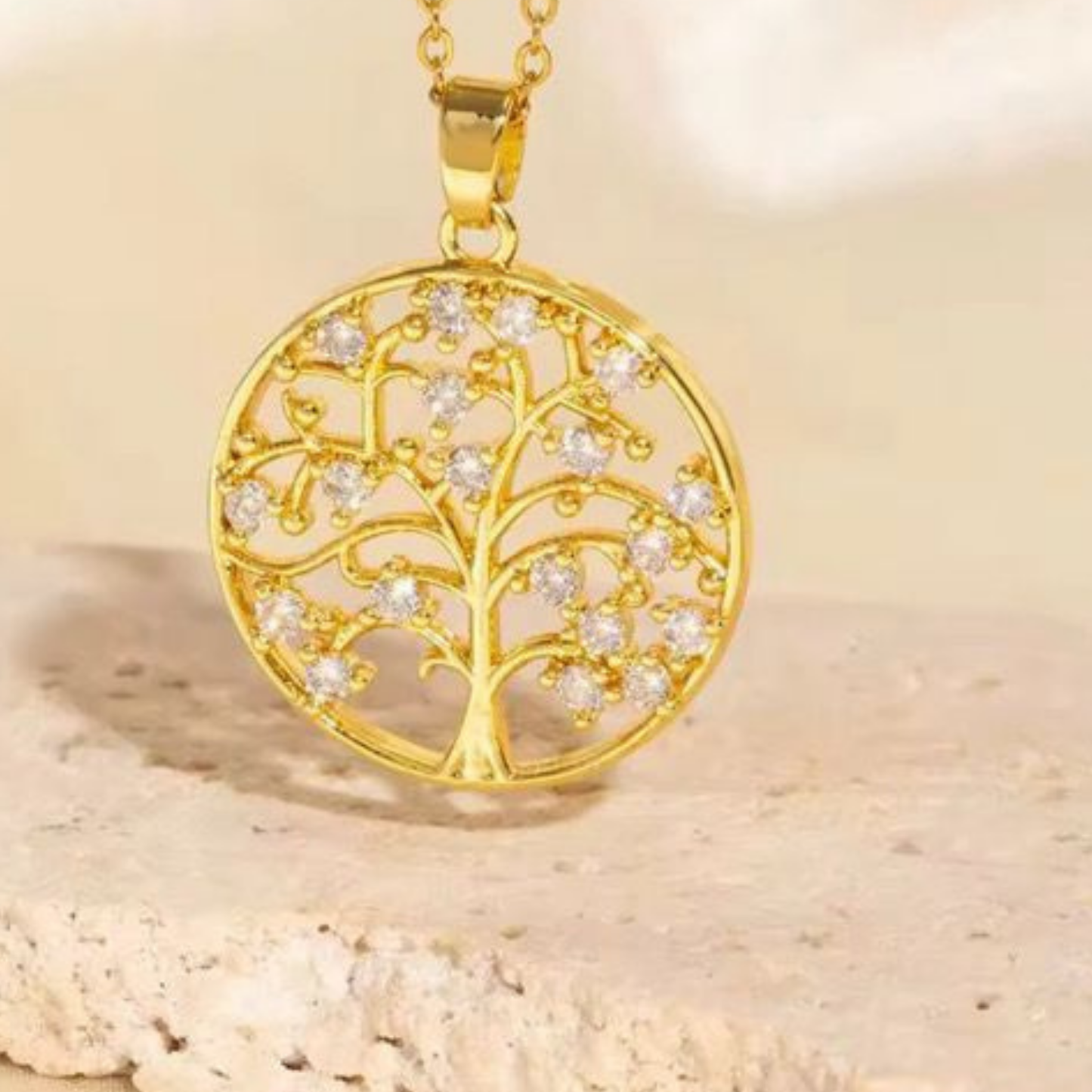 Aurelia Zircon Tree Gold Necklace – Zariva