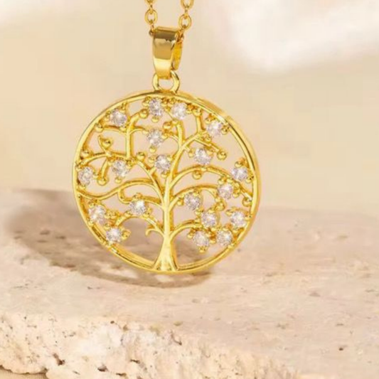 Aurelia Zircon Tree Gold Necklace – Zariva