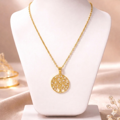 Aurelia Zircon Tree Gold Necklace – Zariva