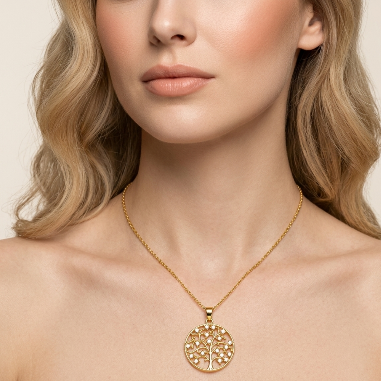 Aurelia Zircon Tree Gold Necklace – Zariva
