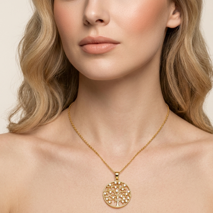 Aurelia Zircon Tree Gold Necklace – Zariva