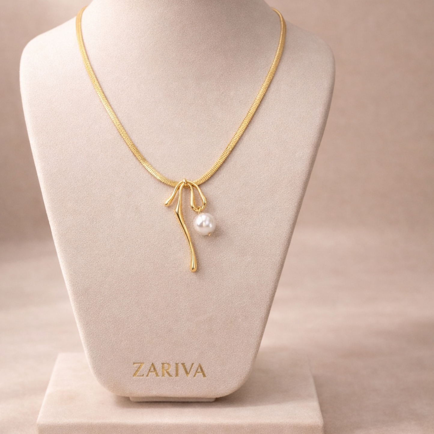 Aurelia Pearl Vine Gold Necklace stand