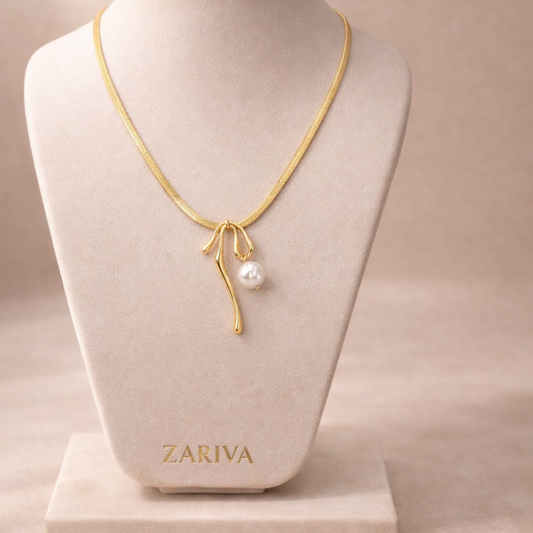 Aurelia Pearl Vine Gold Necklace stand